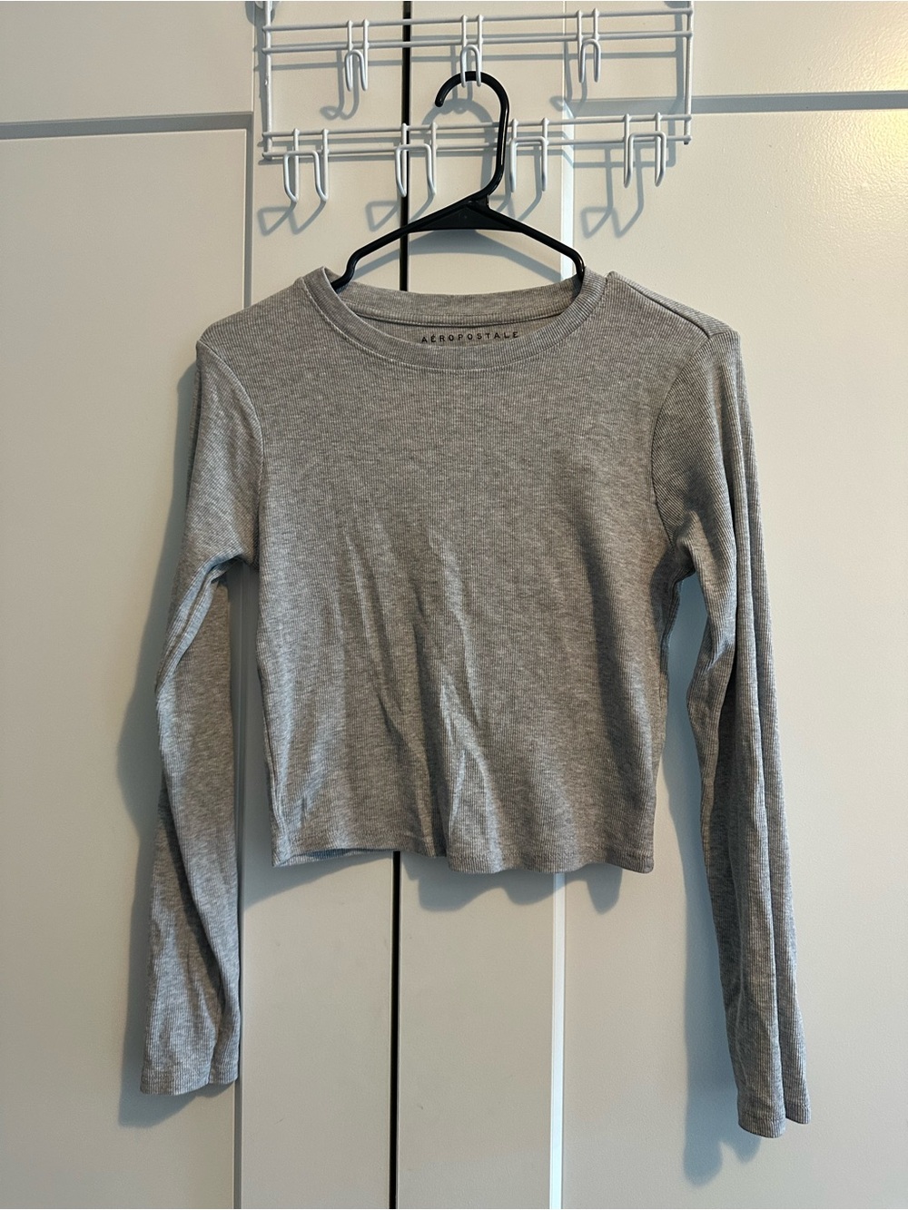 Aeropostale Heather Gray Long-Sleeve Cropped Tee